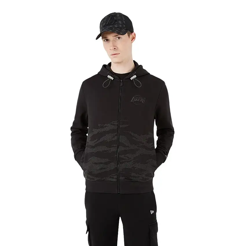 Felpa con cappuccio e zip New Era Los Angeles Lakers