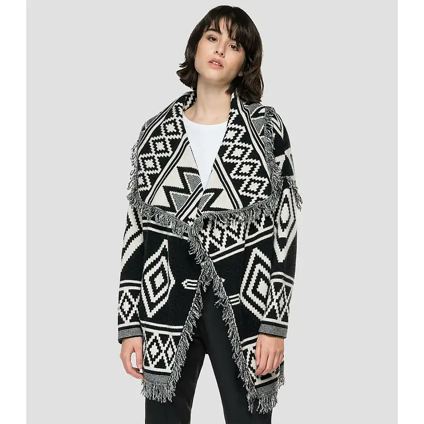 Cardigan jacquard da donna con cintura Replay