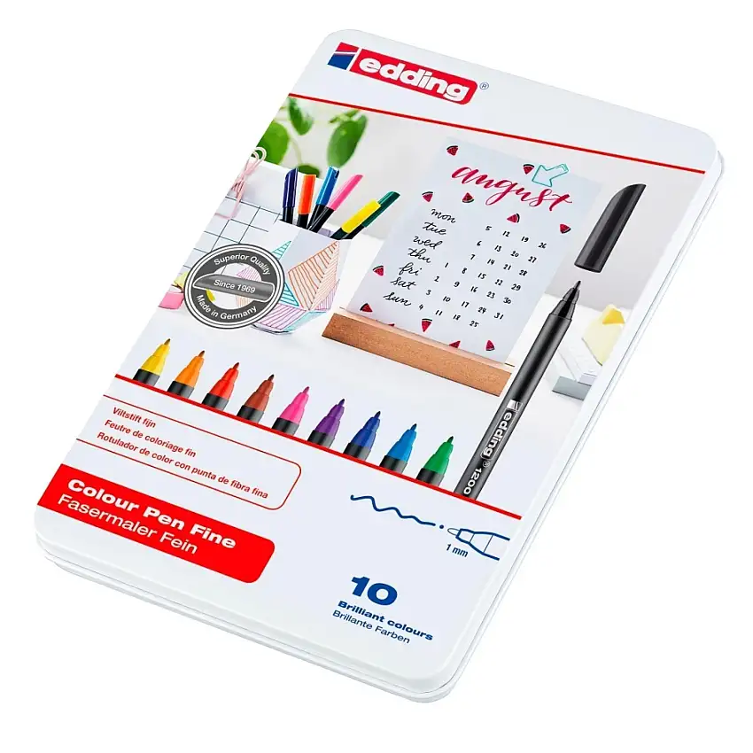 Penne a feltro in scatola di metallo 1200 assortite edding (x10)