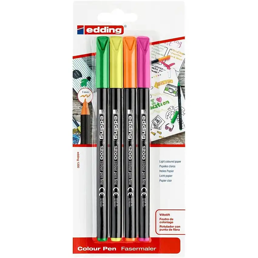 Confezione da 4 pennarelli neon edding 1200