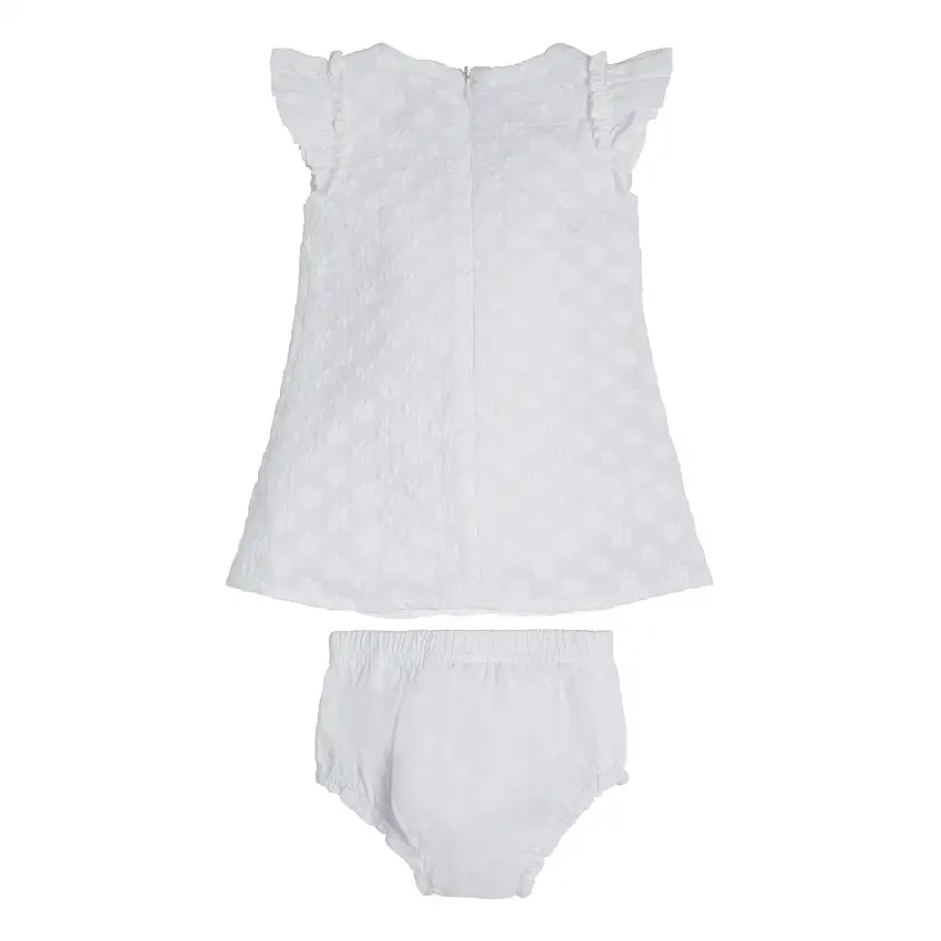 Abito in mussola di cotone ricamata + set di mutandine per bambina Guess