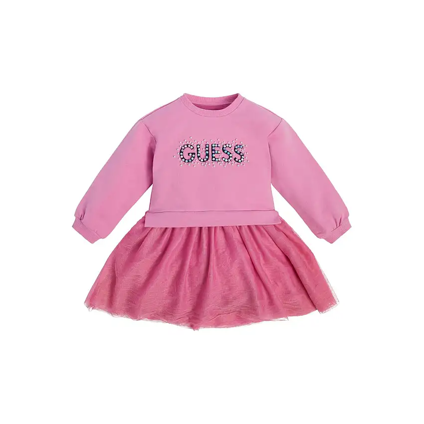 Abito bambina a maniche lunghe in tessuto misto Guess