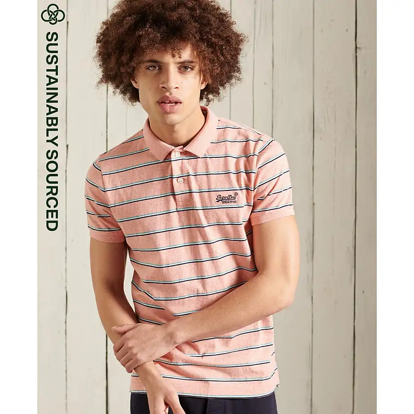 Polo a righe Superdry Vintage Feeder en coton biologique
