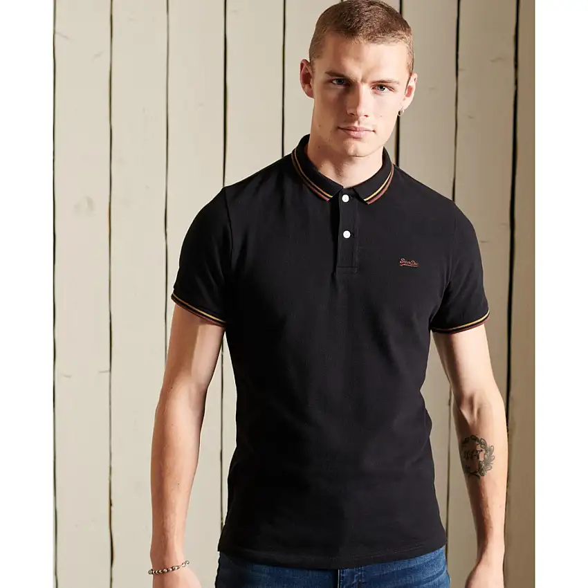 Polo a maniche corte con bordino in cotone biologico Superdry