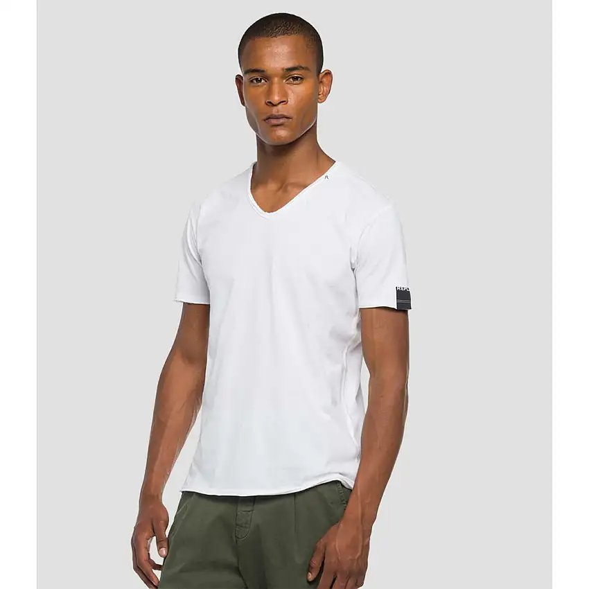 T-shirt con scollo a V a taglio vivo Replay