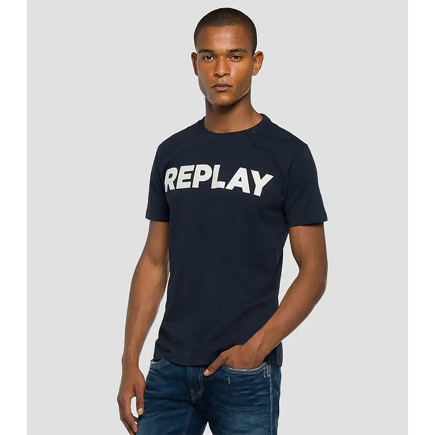 T-shirt in cotone con stampa del logo Replay