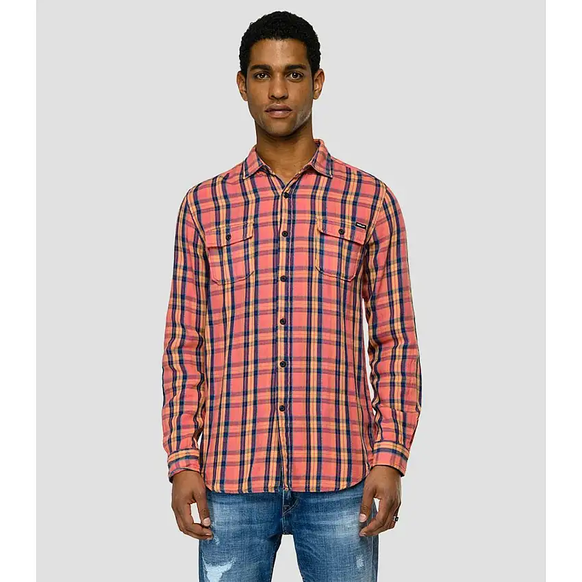 Camicia a quadri in dobby di cotone Replay