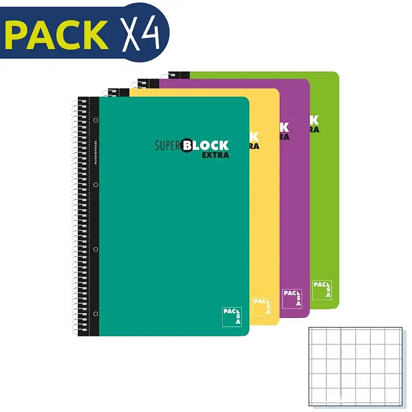 Confezione di 4 blocchi per appunti a-5 micro da 120 fogli con copertina rigida Milan [Misura 14,8x21x4 cm]