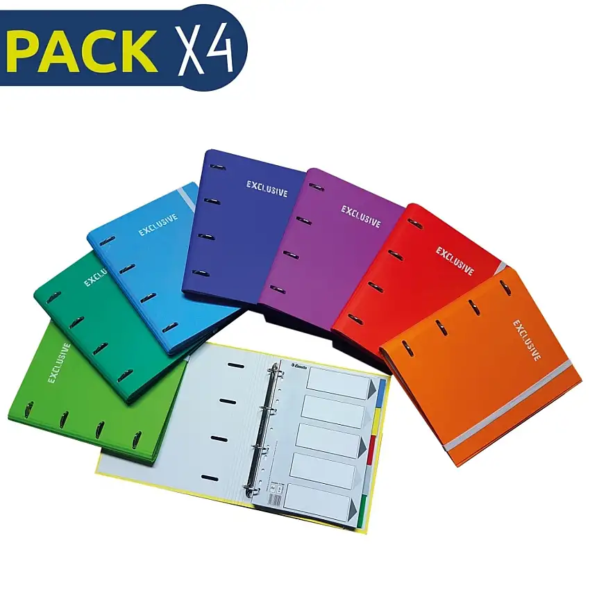 Confezione da 4 quaderni ad anelli morbidi a4 120 fogli Milan [Misura 5x21x5 cm]