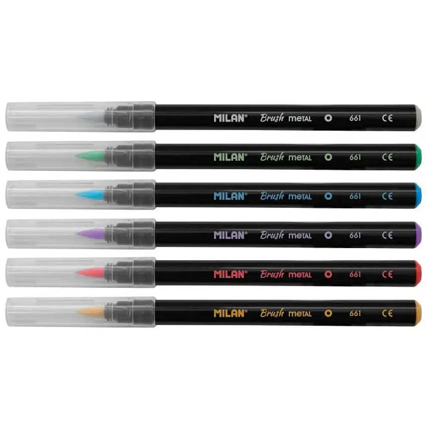 Scatola di 6 penne a pennello metallizzate Milan