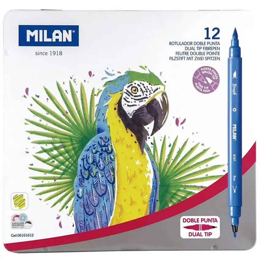 Pennarelli doppi in scatola di metallo Milan (x12)