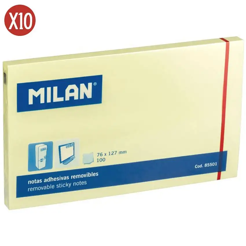 Blocco note con 100 adesivi Milan (x10) [Misura 12,7x7,6 cm]