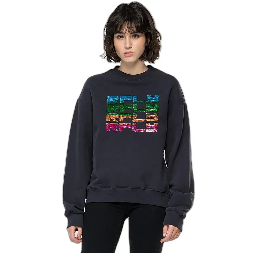 Felpa donna oversize con ricamo di paillettes Replay