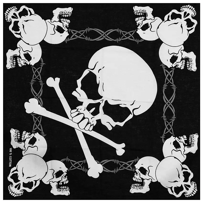 Bandana con teschio Rock à Gogo Barbelés Pirates [Misura 55x55 cm]