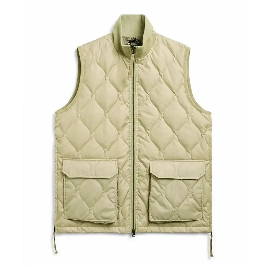 Piumino militare a coste a collo alto senza maniche con chiusura a zip Taion