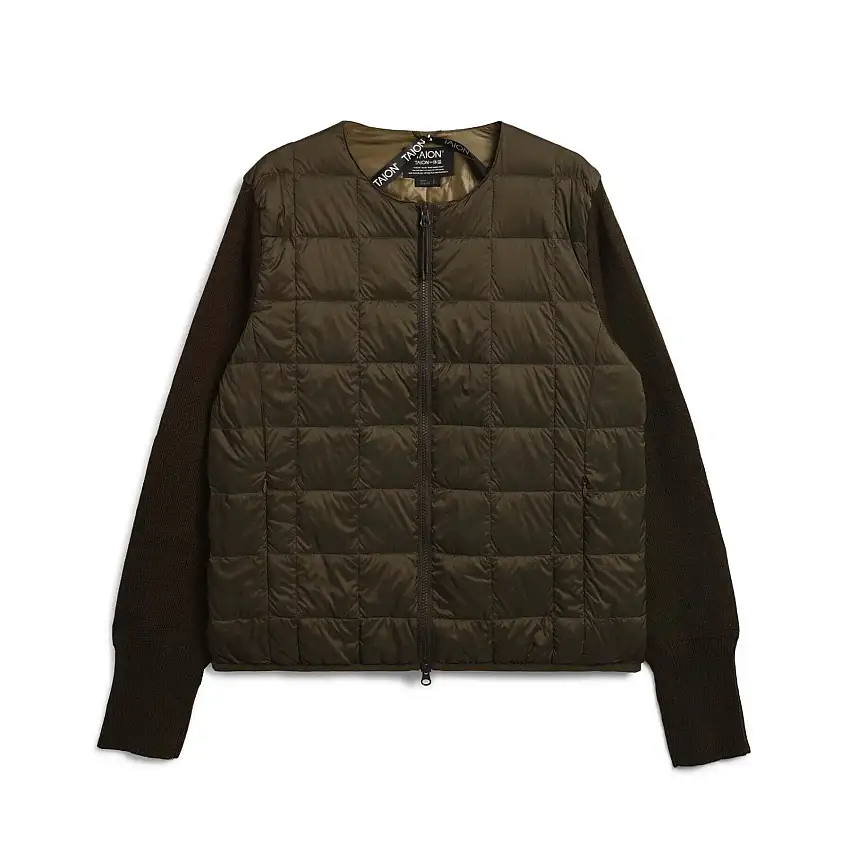 Piumino basic con scollo rotondo e maniche in maglia con chiusura a zip Taion