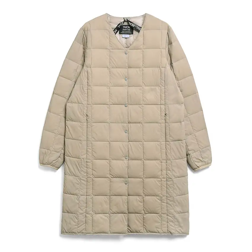 Cappotto trapuntato con scollo a V e chiusura a bottoni da donna Taion