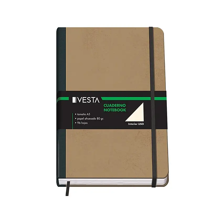 Blocco note con gomma a5 96 fogli lisci Vesta Nature