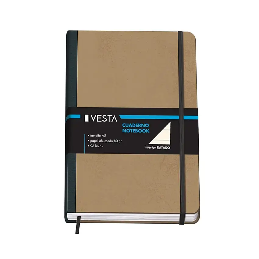 Blocco note con gomma a5 96 fogli foderati Vesta Nature