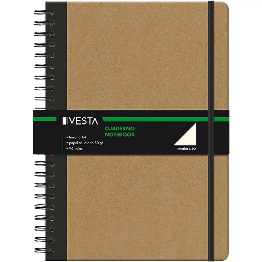 Blocco note a spirale con gomma a4 96 fogli lisci Vesta Nature