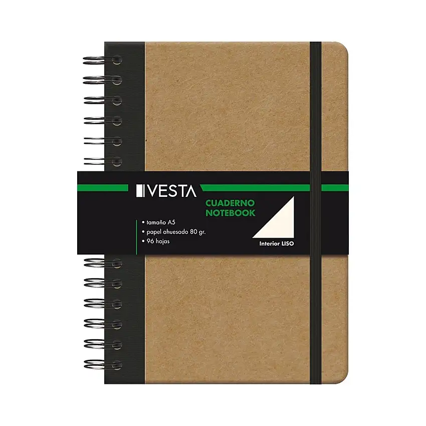 Blocco note a spirale con gomma a5 96 fogli lisci Vesta Nature