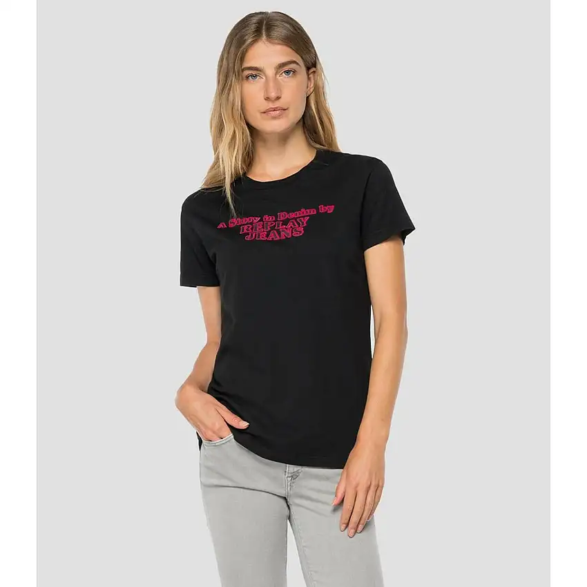 T-shirt donna in jeans di cotone biologico Replay