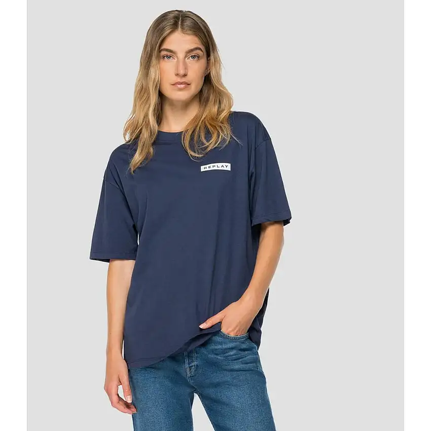 T-shirt donna stampata con paillettes oversize Replay