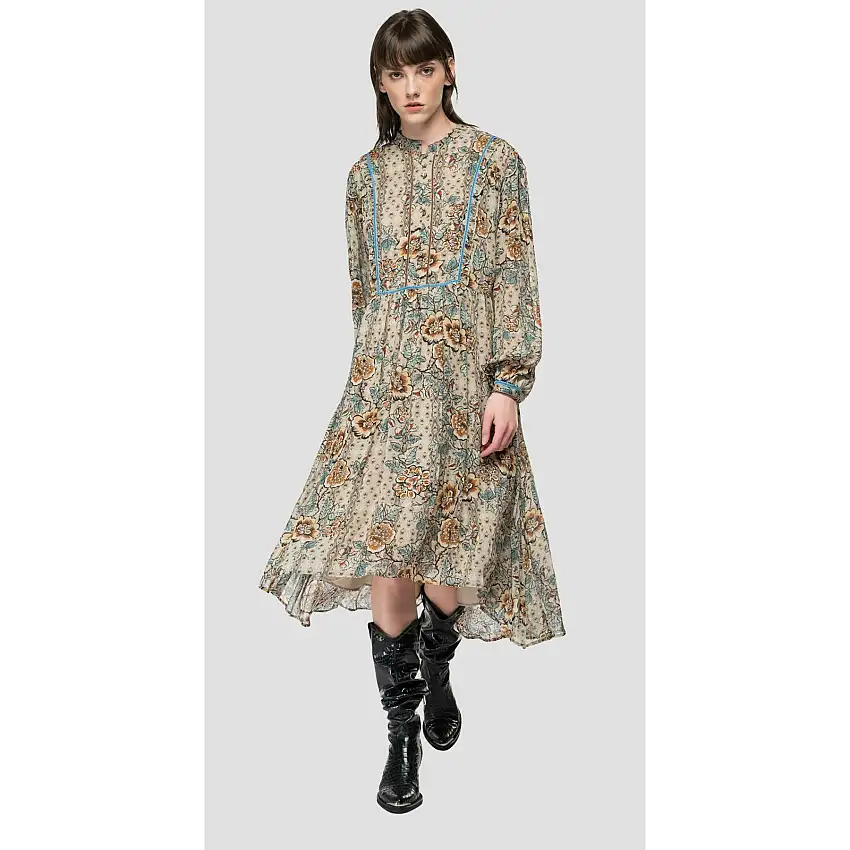 Abito asimmetrico in georgette da donna Replay